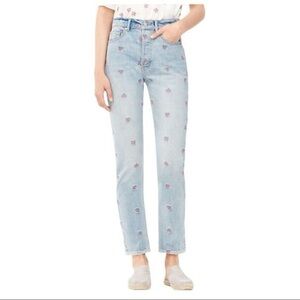 LA VIE Beatrice Enbroidered flowers crip straight leg jean Rebecca Taylor size27